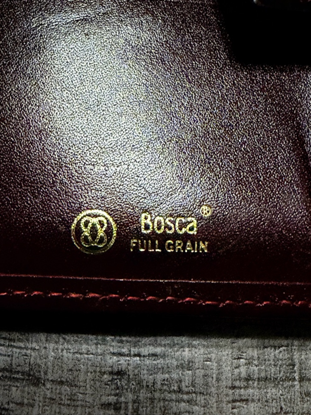 Bosca Burgundy Leather Wallet with Gold Logo - Picture 8 of 10